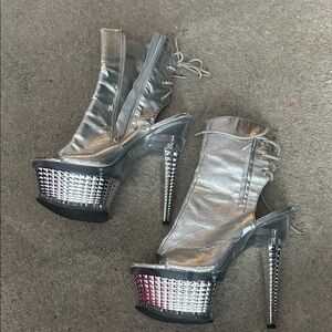 Pleaser Silver Platform Heels